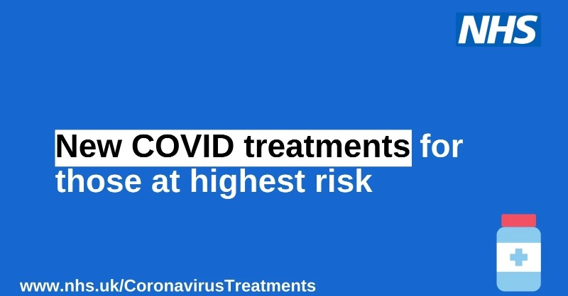 NHSuk's tweet photo. The NHS is rolling out new antibody treatments from those most at risk of becoming seriously ill with #COVID19.

You can find out more here. ⬇️