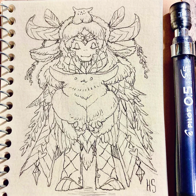 小さなクロッキー帳お絵描き「年納めのお丑」さん。今年も見守って頂きありがとうございました* 