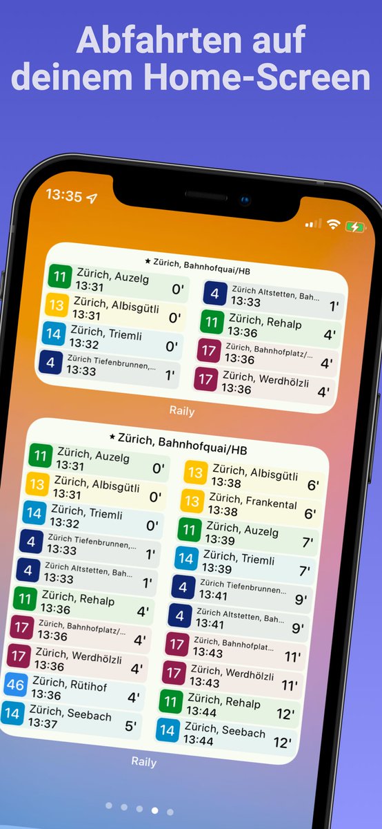 SimonAppStudios's tweet photo. Neu im Apple App Store: Raily - Ein Home-Screen Widget für deine liebsten Schweizer ÖV-Verbindungen https://t.co/Cyi4C79vpf
#SBB #ZVV #VBZ https://t.co/rxyC8IgYQP