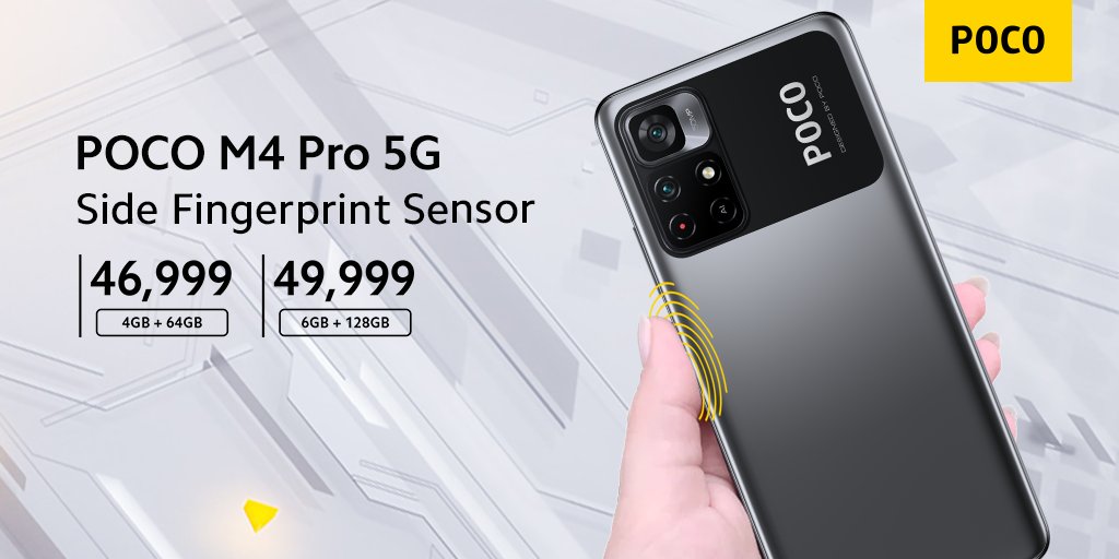PocoPakistan's tweet photo. How has the side fingerprint sensor in #POCOM4Pro 5G been working for you?
#PowerUpYourFun https://t.co/dx1qfIP1PQ