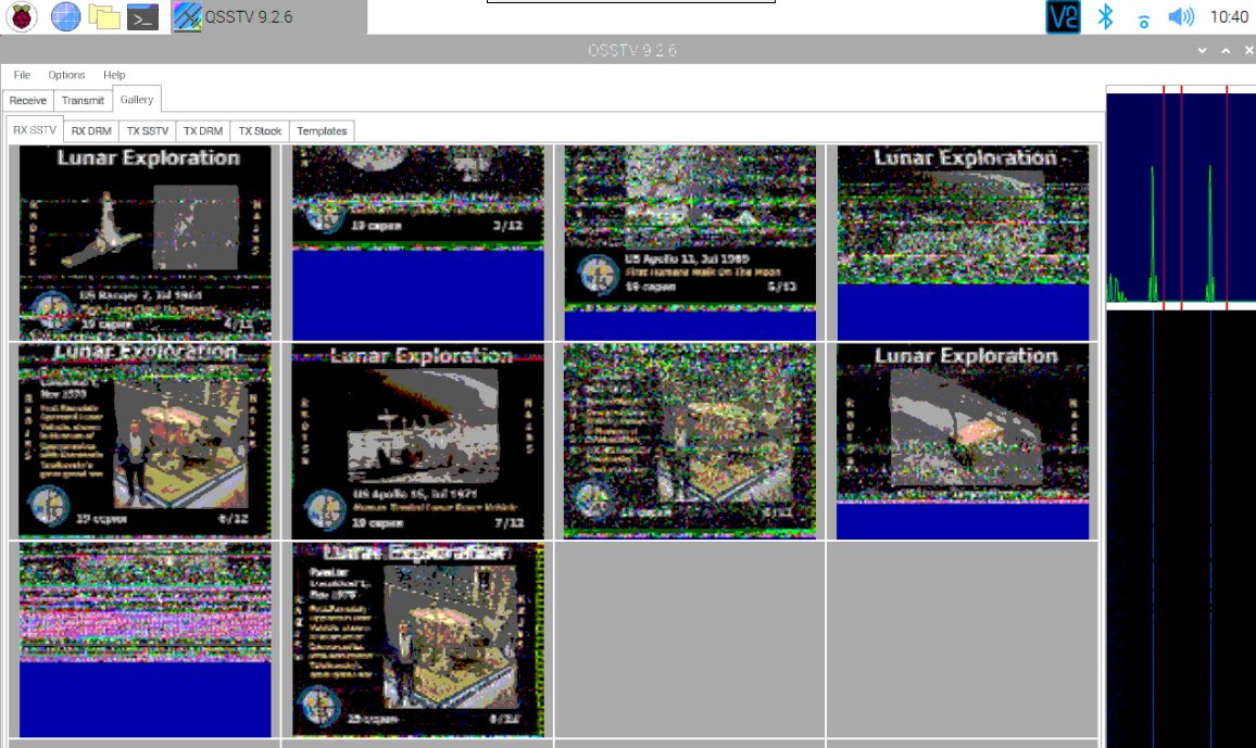 DK9JC's tweet photo. I used a #Raspi4 on a mobile whip antenna for overnight ISS #SSTV @Space_Station receiving. 🛰️ Tu  @m0jfp and @AD0HJ for the reply. 👌 It looked like this in the morning. 5 passes. 2 times #6 + #7 + #5 which I already had. 😬 #4 came up nice and was new and #3 is only 1/3 but new https://t.co/Pgp5gBkJq5