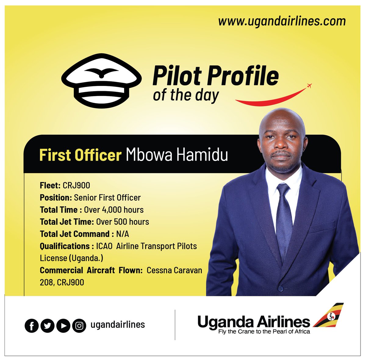 UG_Airlines's tweet photo. #PilotProfile
As the year comes to an end, we continue to celebrate the pilots flying the Crane higher each day
#FlyUgandaAirlines https://t.co/BmzuLssEGq