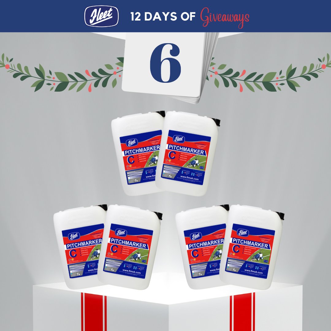 On the 6th day of Christmas, Fleet gave to me... 6 drums of Pitchmarker C! 🎄

Join us over the next 7 days for a giveaway a day 😱

All you need to do is retweet this post and make sure you are following us on Twitter for a chance to win

Good luck! 

#LineMarking #Groundsman