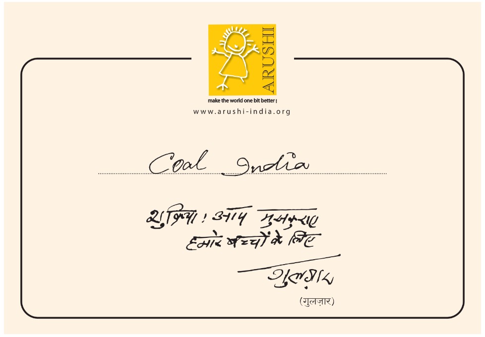 CIL’s CSR initiative “Project नादान बुद्ध” for rehabilitation of #Divyangs in association with Arushi Society, Bhopal to rehabilitate 40 differently abled children has received appreciation from eminent lyricist, poet, author, screenwriter and film director Shri. Gulzar