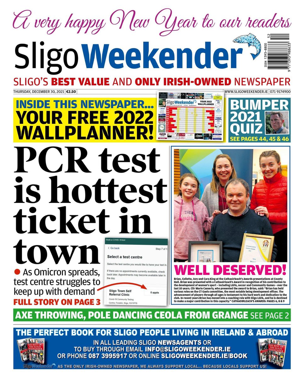 The Sligo Weekender is online and in shops now! Here's a look at this week's front page. A VERY HAPPY NEW YEAR TO OUR READERS You can buy the Sligo Weekender online here: pressreader.com/ireland/sligo-…