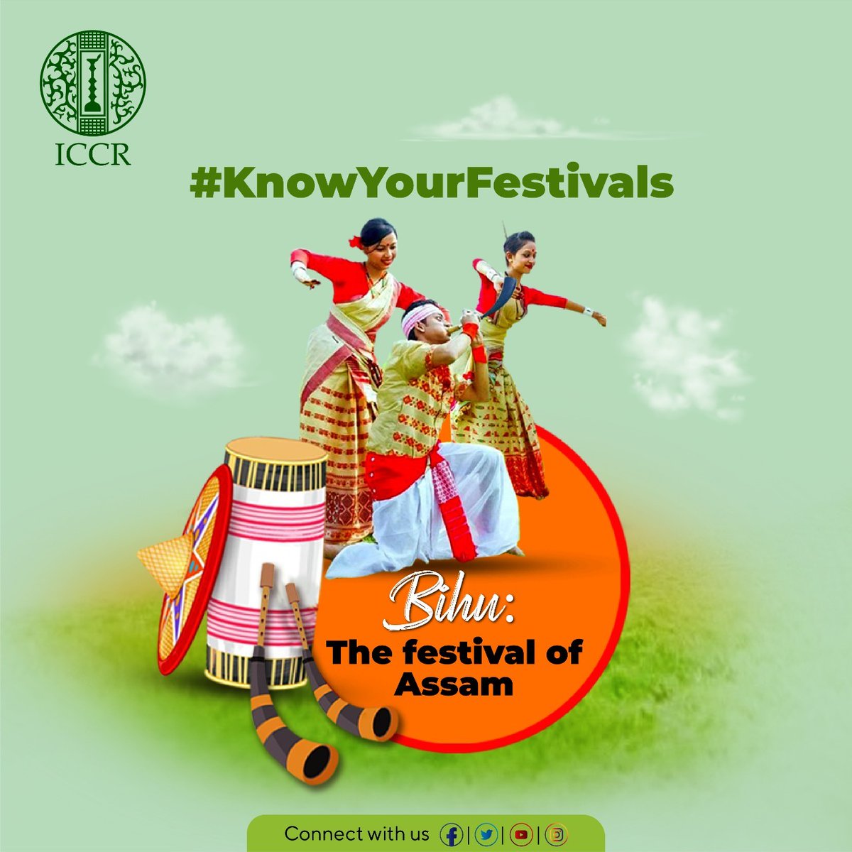 iccr_hq's tweet photo. Bihu is the most popular festival in Assam and is celebrated to honour the significance of agriculture in rural Assamese life. The festival is celebrated thrice a year which marks three distinct phases in the cultivation of paddy, the native crop of Assam.
#KnowYourFestivals https://t.co/1zbh1OD7XF