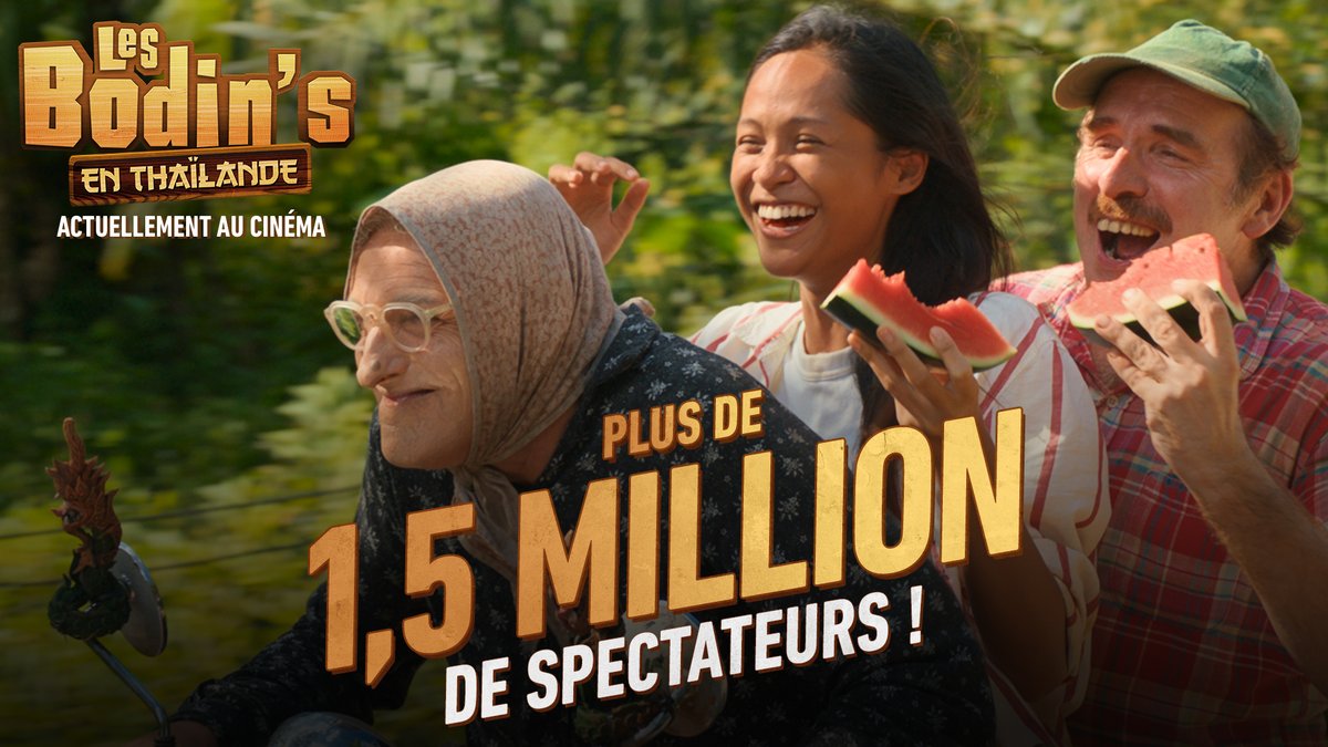 SNDfilms's tweet photo. 1,5 million d’entrées pour LES BODIN’S EN THAÏLANDE ! Merci 🙏
Le film est encore au cinéma, ne le manquez pas !
Par ici : https://t.co/jGsEp0eL0u https://t.co/CZ7E6tvdiX