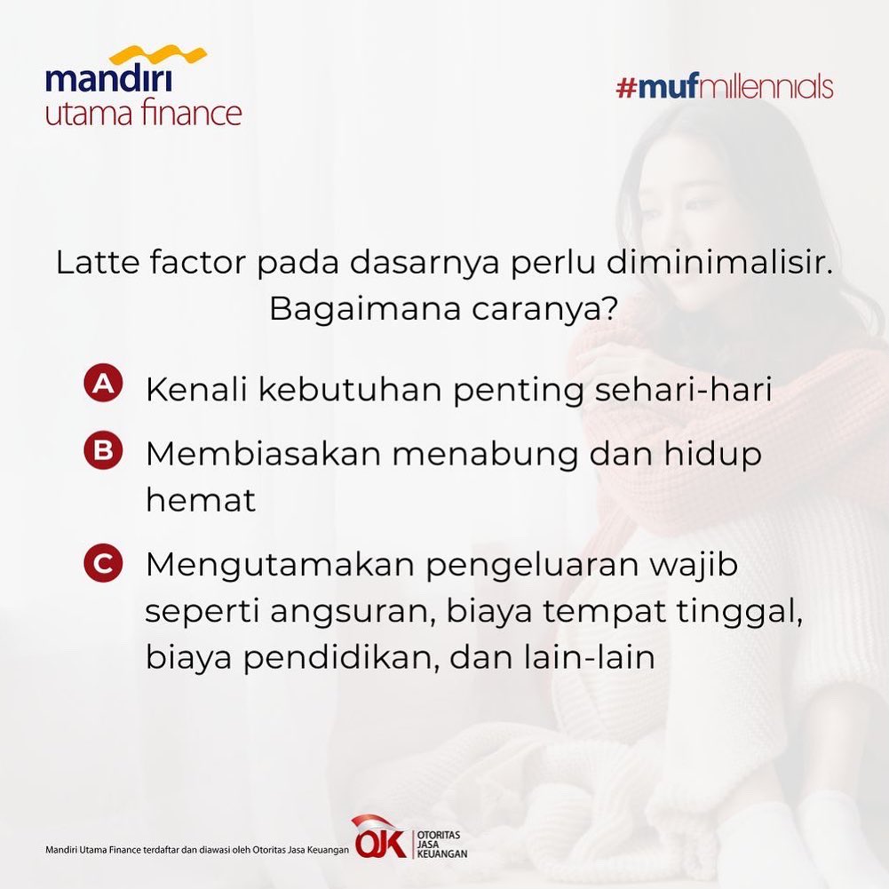 MU_Finance's tweet photo. Pernah merasa sudah berhemat, tapi uang berujung tak tersisa?
Mungkin aja kamu memiliki kebiasaan “Latte Factor”, pengeluaran kecil yang bisa membuatmu semakin boros.
Yuk, langsung aja simak postingan diatas ya!
#mandiriutamafinance #mufmillennials #jaganama #lattefactor https://t.co/na7uWJUbJP