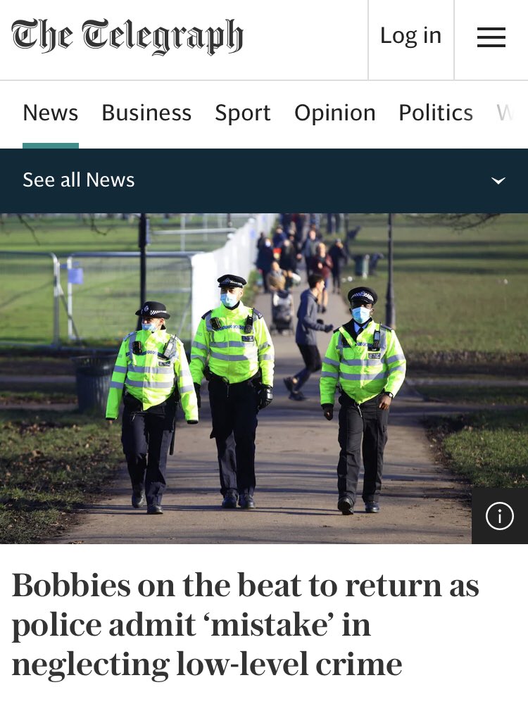 policecommander's tweet image. Horribly misleading headline from the Telegraph. The ‘mistake’ is entirely the Government’s:
- the mistake of austerity
- the mistake of cutting 44,000 officers &amp;amp; staff
- the mistake of dismantling neighbourhood policing
This is on the Government. All of it.