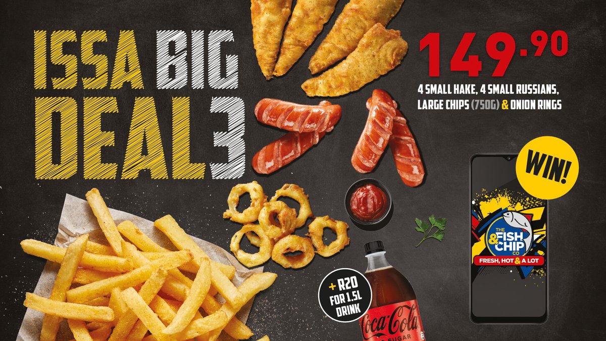 Yfm's tweet photo. #IssaBIGdeal and a Samsung A12 smartphone sounds like the perfect combo to us!
Stand a chance to win 1 of 10 Samsung A12 smartphones when you purchase one of #TheFishAndChipCo IssaBIGdeal promos.
Ts&Cs apply. https://t.co/PSlEeyNfdQ