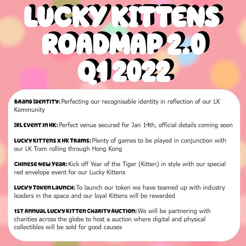 luckykittensnft's tweet photo. ROADMAP 2.0 🚀🚀🚀 https://t.co/fen7CB7Aji