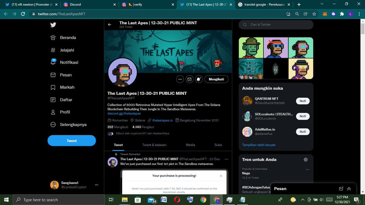 LombokCrypto1's tweet photo. @NFTnewton @TheLastApesNFT hope to be a winner 🥳

addrsse solana : 

FEDW4DAYXajyrjk8DP4HbL7wwdJbwSoM4wnJ1VUp7EHA https://t.co/U9T8hj7tUU