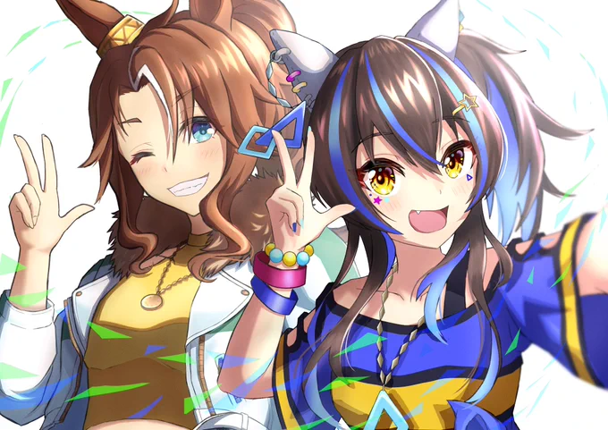 爆逃げコンビ
#ウマ娘 
#ダイタクヘリオス 
#メジロパーマー 