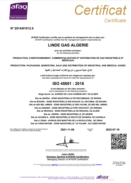 LindeGasAlgerie's tweet photo. #LindeGasAlgérie est fière d'annoncer l'aboutissement de la certification ISO 45001, cette dernière vient s'ajouter à son palmarès de certifications notamment: ISO 9001, ISO 14001, MHRP & FSSC 22000.
Linde Gas Algérie. Safety, Quality, Trust!
#SafteyFirst #OneLinde https://t.co/tJjmREbDDa