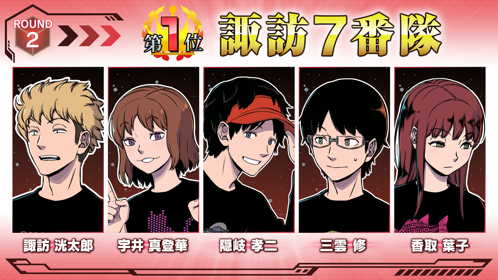 ワールドトリガー ワートリ26巻ポストカード 諏訪7番隊 隠岐 香取 三雲 宇井 ワールドトリガー ワートリ26巻ポストカード 諏訪7番隊 隠岐