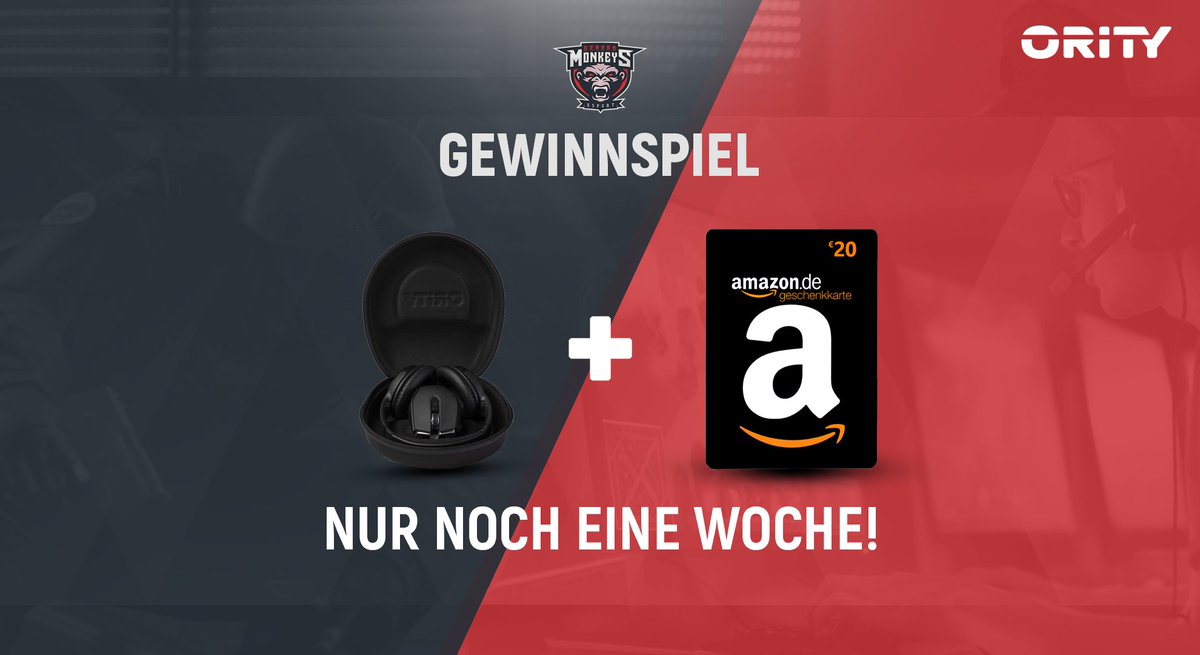 ger_monkeys's tweet photo. [#Gewinnspiel] [#MonkeyPower]

Nur noch eine Woche! 🔥

Sichere dir eine Chance auf ein ORITY Headset Case und einen 20€ Amazon Gutschein! 

🔥https://t.co/Mx01nh5knY🔥 https://t.co/0A87iy1bMB