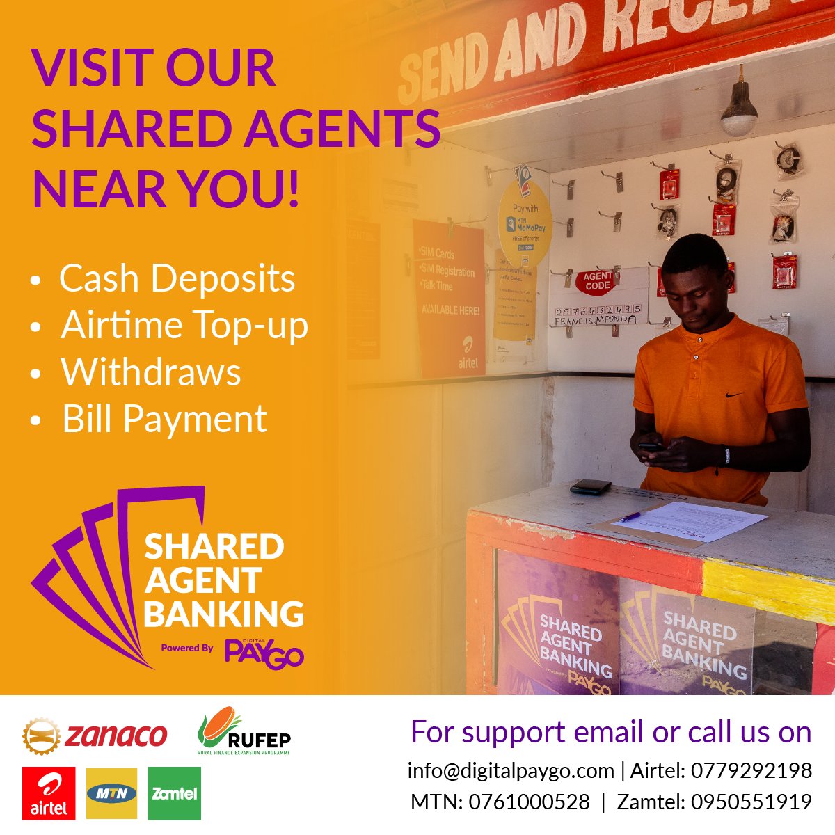 No more long queues, Banking made easy &amp; accessible wherever you are! Visit any of the shared agents near you for cash deposits, withdraws, airtime top-up and bill payments.
#banking #fintech #billpayment #MoneyTransfer #paymentsolutions #electricity #paymentgateway   #payments
