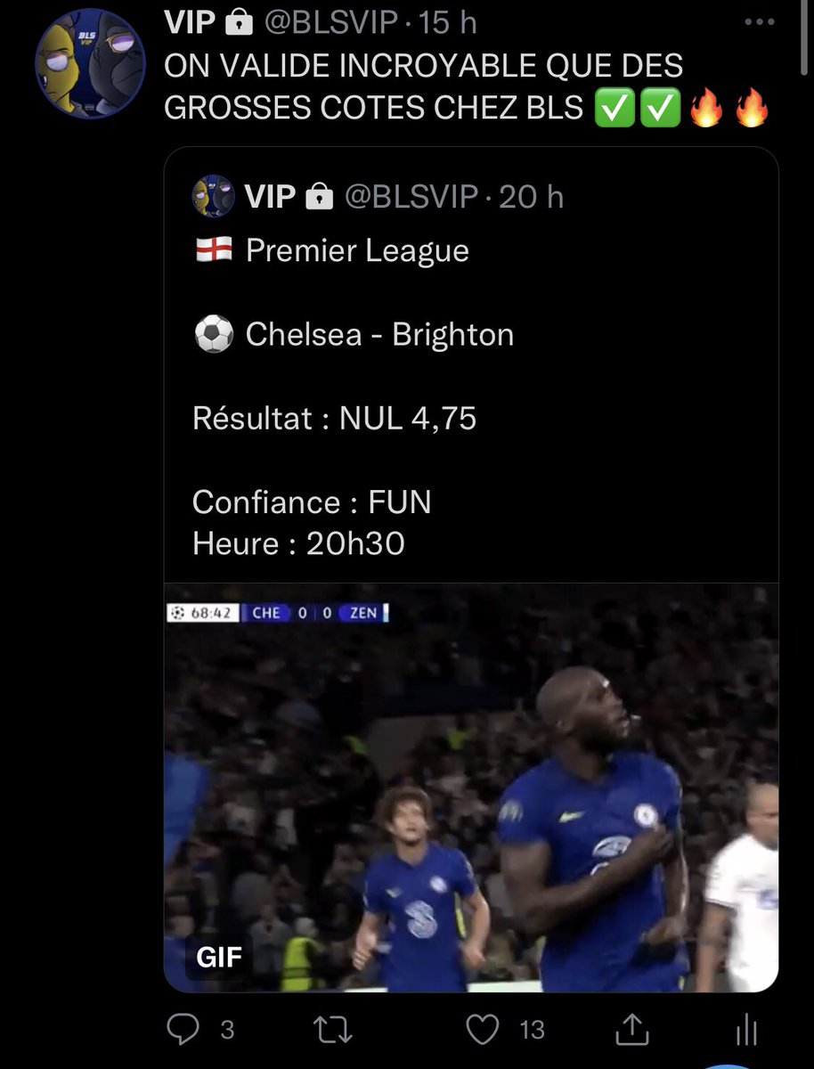 BLSpronos's tweet photo. 🚀FIN D’ANNÉE DE FOLIE

🟡Hier on valide en VIP:
⚽️NUL 4.75✅

OFFRE EXCEPTIONNELLE AUJD, 10 places VIP à vie offertes

👉🏼Il faut vous inscrire sur 1win via notre lien: https://t.co/stPAFvQ69D
👉🏼Rentrer en code promo: BLSVIP
👉🏼Venez DM ET ON VOUS AJOUTE sur @BLSVIP #TeamParieurs https://t.co/Kepzs0ytLs