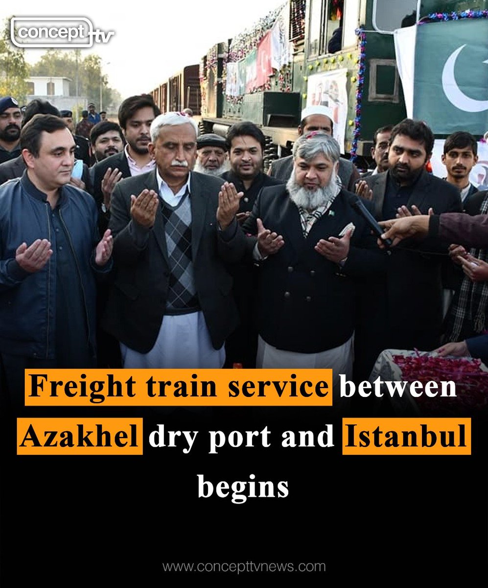 ConceptTVNews's tweet photo. Special Assistant to Chief Minister on Industries and Commerce Abdul Karim Khan on Wednesday inaugurated freight train service from #Azakhel Dry Port to #Istanbul. https://t.co/TnAq3f4x3M