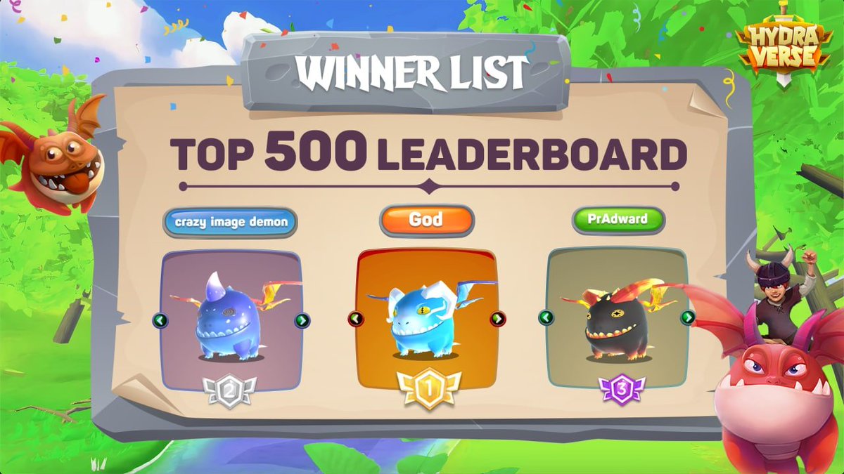 Hydraverse_io's tweet photo. 🥳 Hydraverse is thrilled to present top 500 Dragon Trainers that dominated the Offline Racing Leaderboard in Alpha Test Phase 2 😎
 
Winner List 👉 https://t.co/KYZLDJnLX0 👈

🤩Enjoy and keep this competitiveness in next Beta Version 💪 https://t.co/yFYBYYwsAF