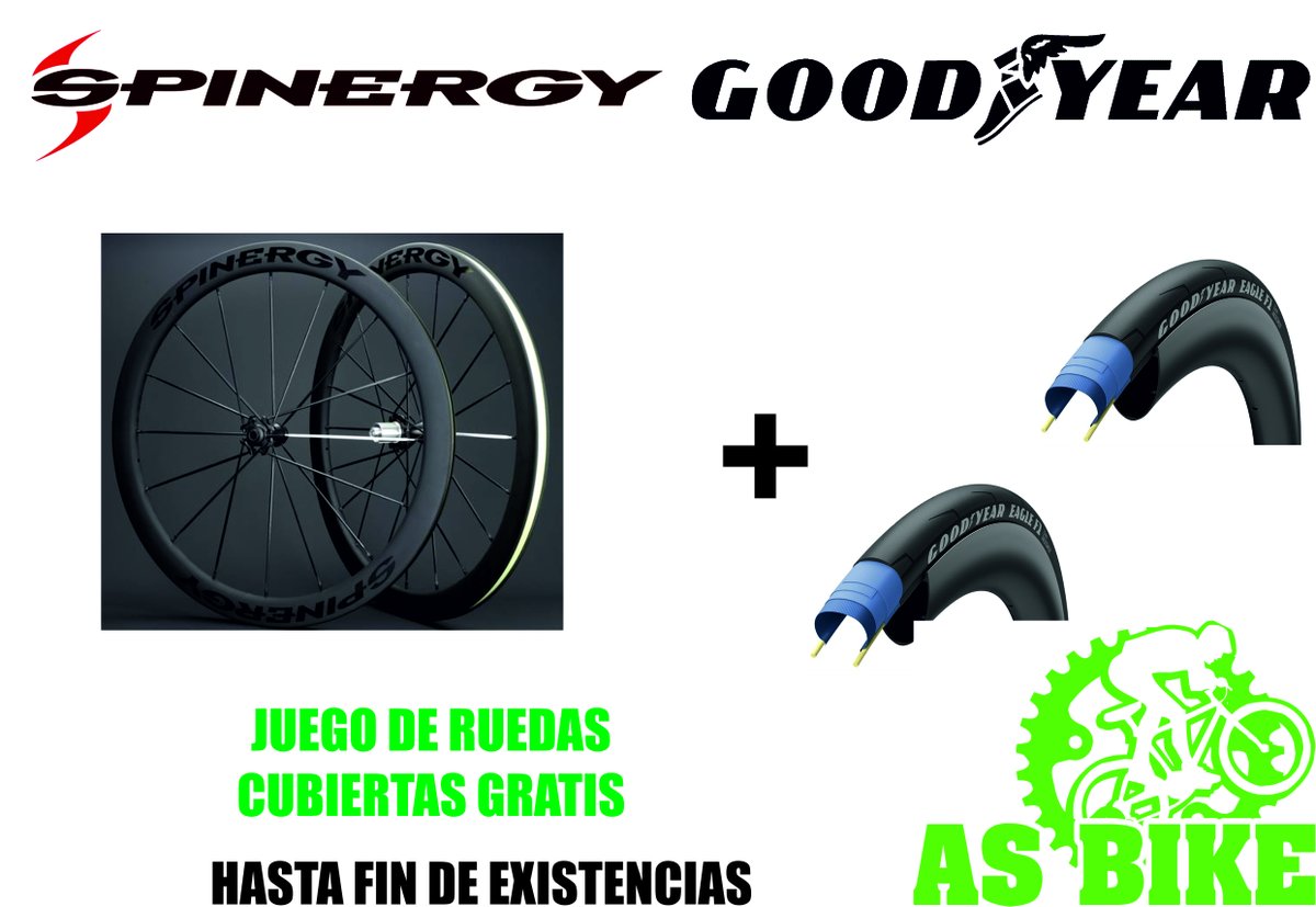 Ruedas Spinergy con su descuento promocional
+ Cubierta GoodYear Eagle F1 TLC 700x25 gratis (118€)