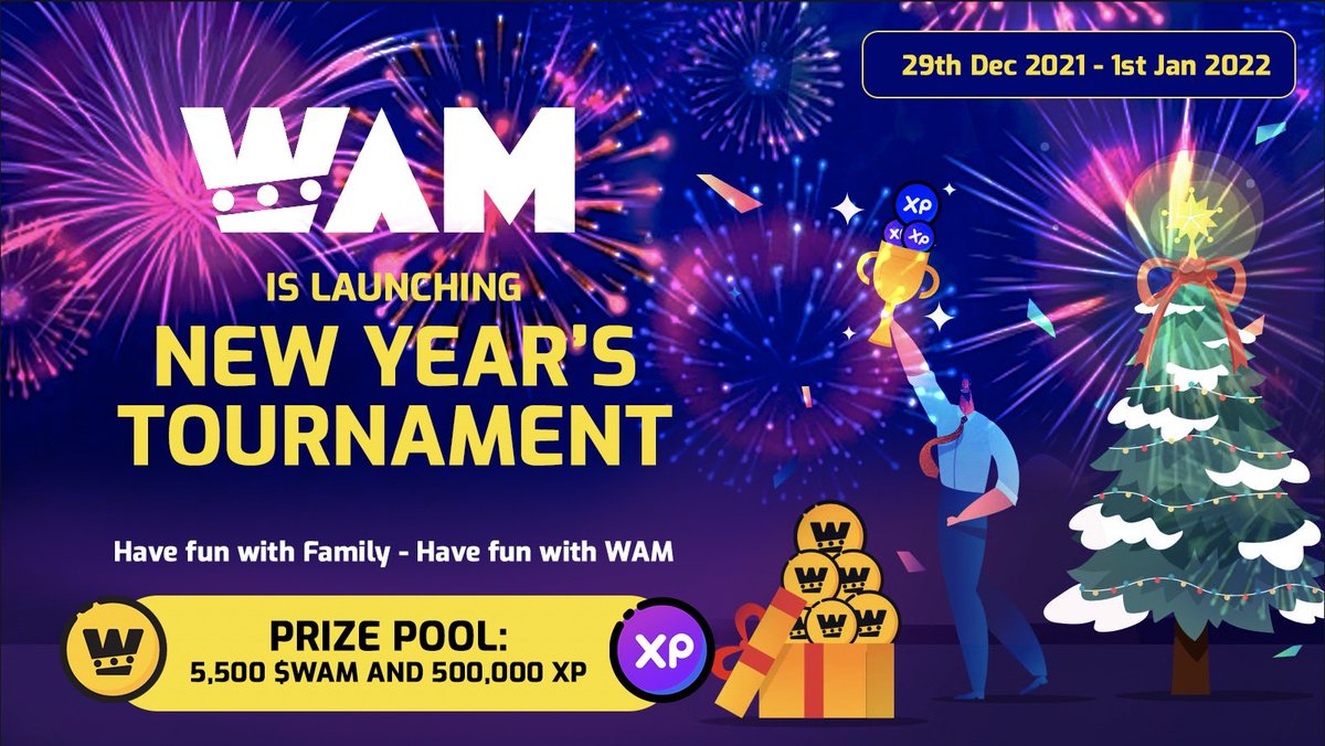 playWAM's tweet photo. 🔔 Here's the reminder from #WAM team!

🎄 WAM New Year Tournament is already on! 🎄

🏆 Don't lose your chance to have fun and win 5500 $WAM coins &amp; 500,000 XP 💰 https://t.co/iT5ZTGtRoC