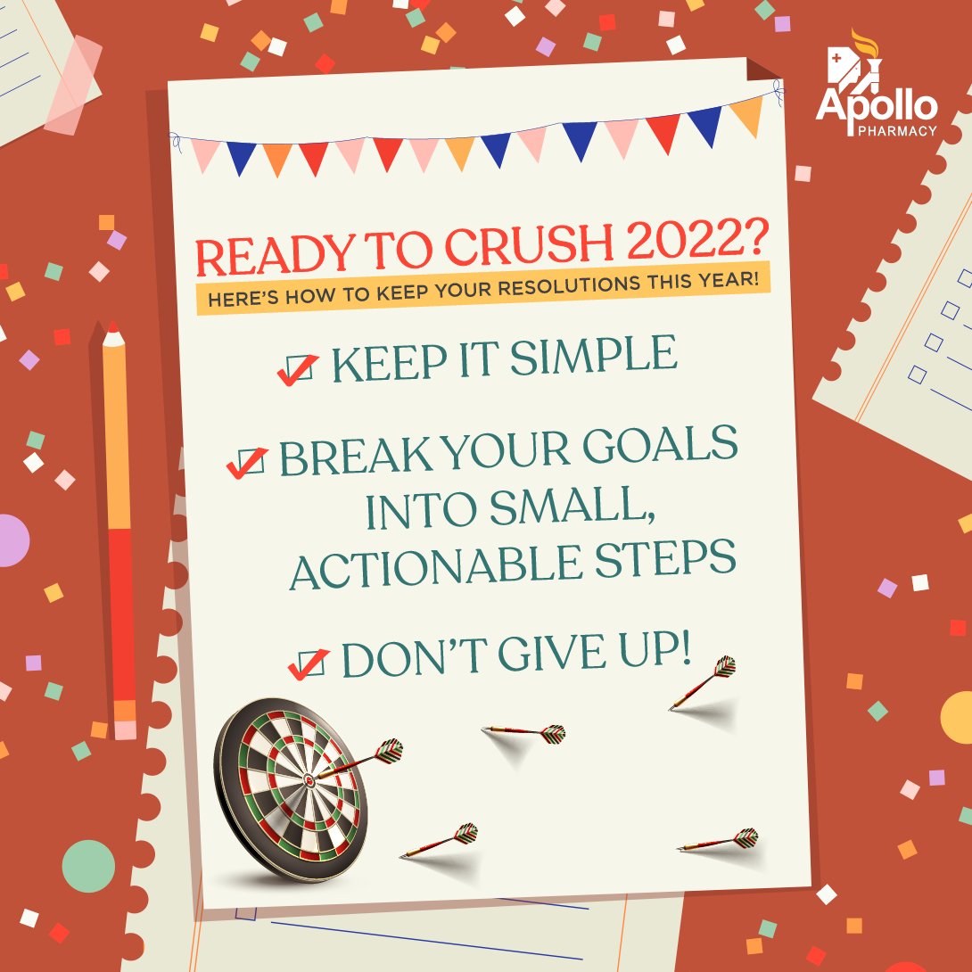 ApolloPharmacy's tweet photo. Tackle your resolutions this year! Rather than aiming too big, focus on clear, sustainable habits that you can add onto as the year progresses! You got this!
#ApolloPharmacy #ResolutionWeek #NewYear #2022 #NewBeginnings #HealthyNewYear #NewYearResolutions #NewYear2022 https://t.co/uw0yZ875rG