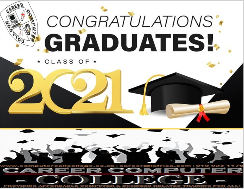 cccollegeSA's tweet photo. Thank You #CareerComputerCollege Graduates Class Of 2021🎓 
E-mail: career@iafrica.com
Instagram: @careercomputercollegesa
Facebook: Career Computer College SA
#2021CCCGraduation https://t.co/hmiK6C7ZUD