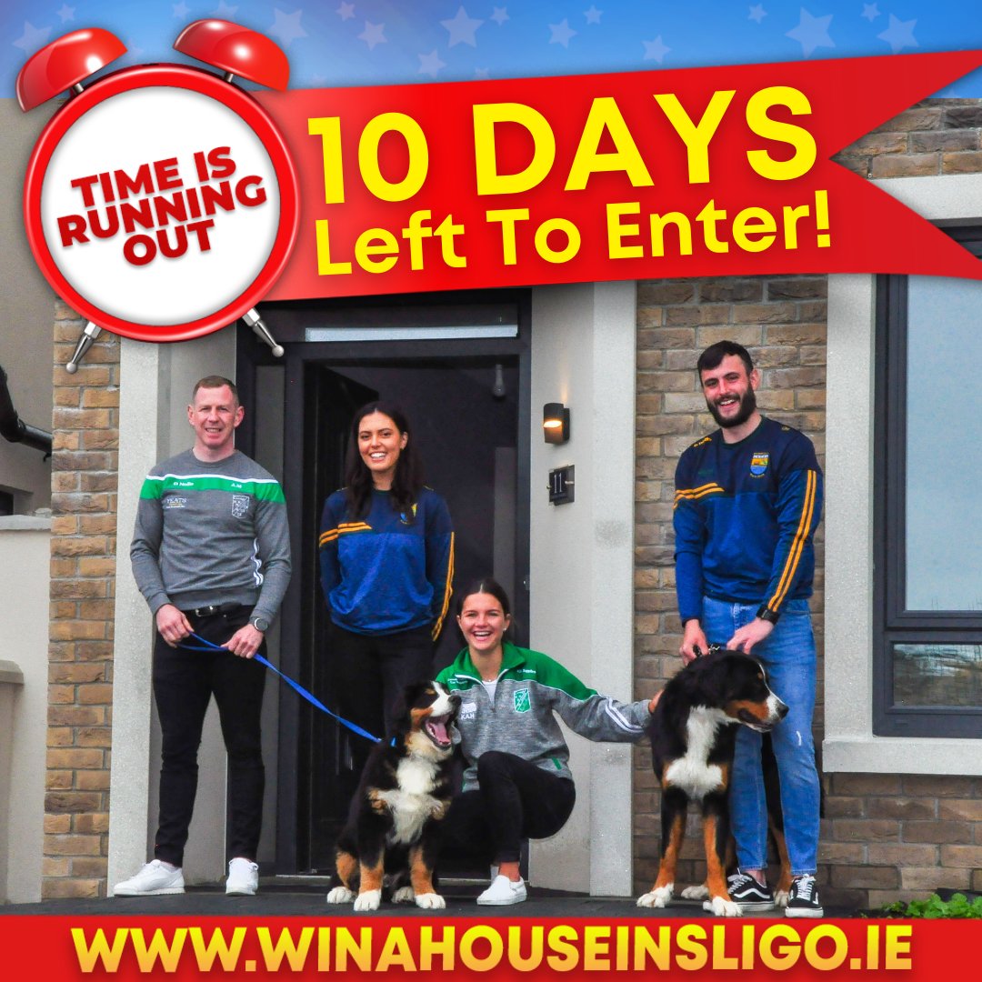 WinAHouseInSligo (@winahousesligo) on Twitter photo ๐ง๐๐ ๐ ๐๐ฆ ๐ฅ๐จ๐ก๐ก๐๐ก๐ ๐ข๐จ๐ง โฐ
Hurry... there's only ๐ญ๐ฌ ๐๐ฎ๐๐ ๐๐ฒ๐ณ๐ to enter our #WinAHouseInSligo fundraiser! โณ
๐๐ผ winahouseinsligo.ie
We'll soon find out who will win a luxury 3 bed house in Sligo ๐ข๐ฅ โฌ300,000 cash! ๐ก๐ถ
<a href="/currygaaclub/">Curry GAA Club</a>
<a href="/ShannonGaelsGAA/">Shannon Gaels GAA</a> ๐ง๐๐ ๐ ๐๐ฆ ๐ฅ๐จ๐ก๐ก๐๐ก๐ ๐ข๐จ๐ง โฐ
Hurry... there's only ๐ญ๐ฌ ๐๐ฎ๐๐ ๐๐ฒ๐ณ๐ to enter our #WinAHouseInSligo fundraiser! โณ
๐๐ผ winahouseinsligo.ie
We'll soon find out who will win a luxury 3 bed house in Sligo ๐ข๐ฅ โฌ300,000 cash! ๐ก๐ถ
<a href="/currygaaclub/">Curry GAA Club</a>
<a href="/ShannonGaelsGAA/">Shannon Gaels GAA</a>