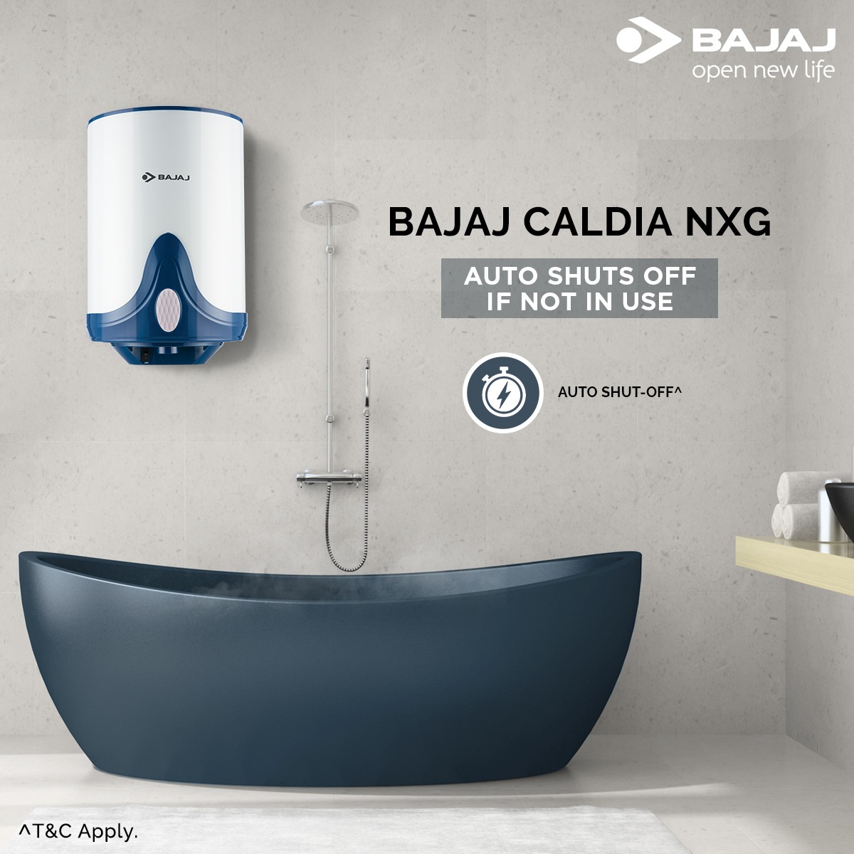 BajajElectrical's tweet image. Left in a rush? Water Heater still on? Worry not! With Bajaj Caldia NXG Water Heater’s Auto Shut-off feature^ you can tick the Water Heater worries off your list. 

^T&amp;amp;C Apply.

#AutoShutOff #BajajWaterHeater