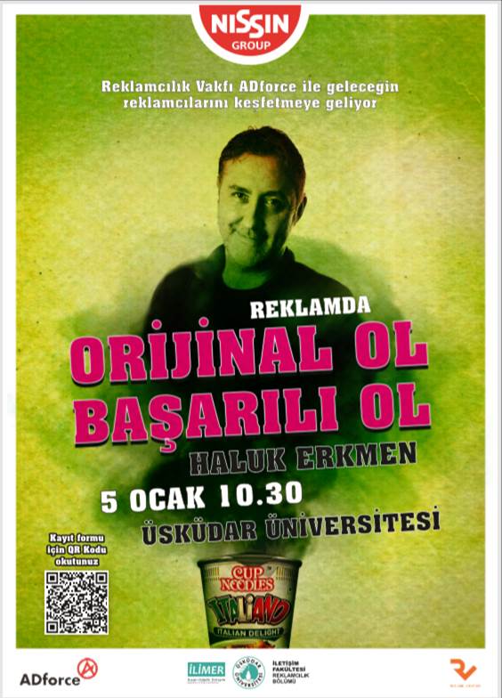 Reklamcılık Bölümü tarafından 05 Ocak 2022, Çarşamba günü saat 10.30’da Üniversitemizin Merkez Yerleşke, Nermin Tarhan Konferans Salonunda “ADFORCE: Orijinal Ol Başarılı Ol” etkinliği gerçekleşecek.