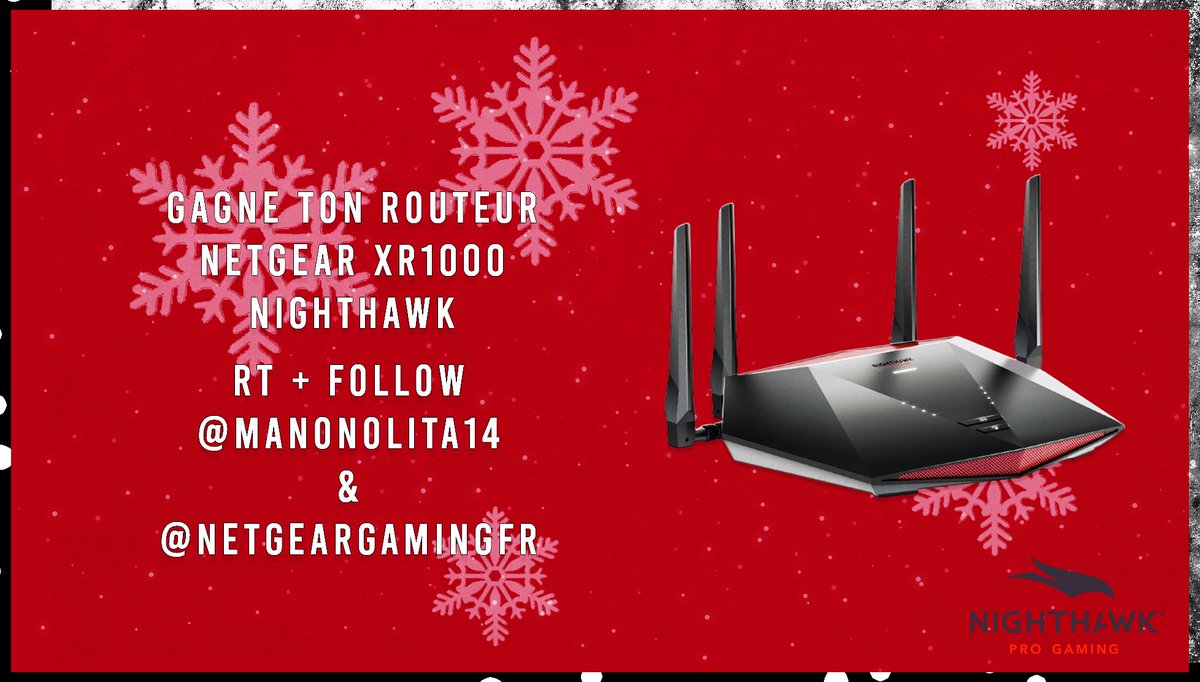 Manonolita14's tweet photo. 🎁 C'est encore un peu Noël ! 

Avec @NETGEARgamingFr on vous fait gagner un routeur XR1000 d'une valeur de 350€ ! 

Pour participer, il suffit de : 

👉 Follow @NETGEARgamingFr &amp; @Manonolita14 
👉 RT 
👉 Tag 2 ami(e)s en commentaire 

TAS le 7 janvier 🍀 https://t.co/477owZVGU3