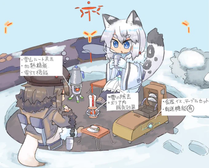常雪山での休憩
魔術と機械の世界なので便利な道具がたくさんあります。
世界設定は #ライトライズ界 からドーゾ 