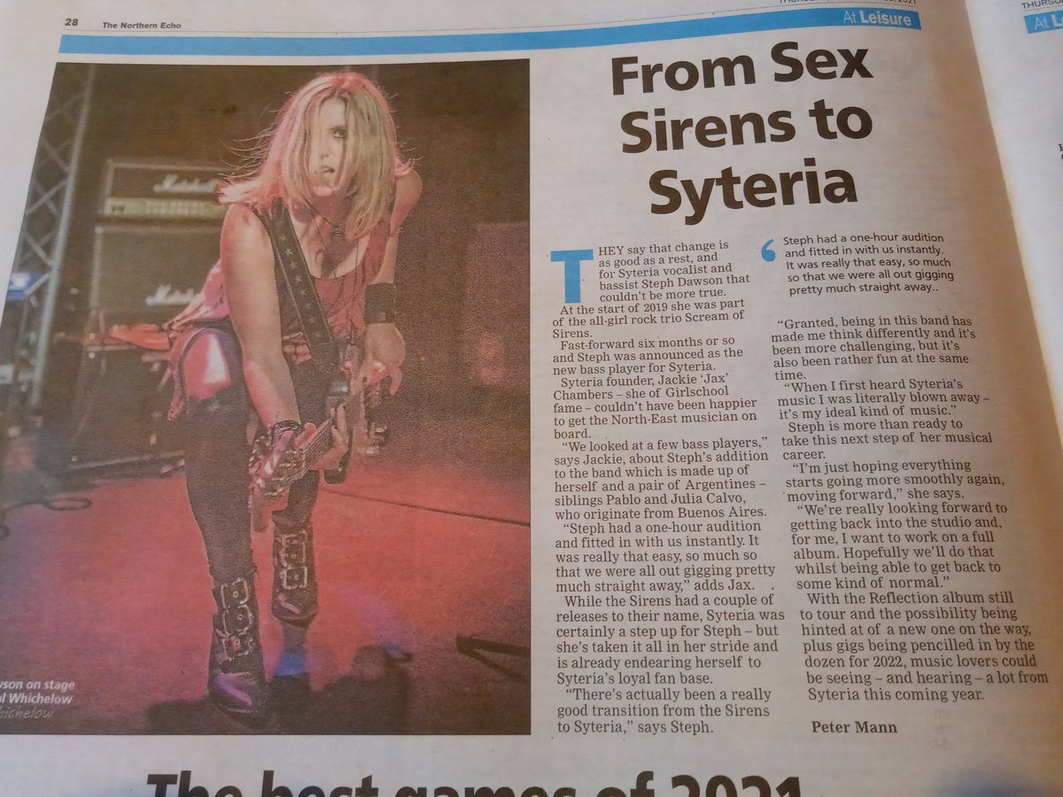 That headline maaaaan!!! 'Sex Sirens to Syteria' brilliant, anyway, always great to catch up with the former @scream_sirens, current @SyteriaBand rock chick, #StephDawson, for today's #NorthernEcho (p28) - be sure to check it, her, and them, out #rock fans