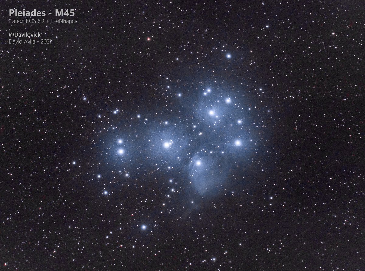 My last #Astrophotography of the year. 
M45 - Pleiades, a great cluster that I always wanted to shoot. 
60x200s using an Evostar72 ED with an EOS 6D + L-eNhance filter in a Bortle 6 sky.