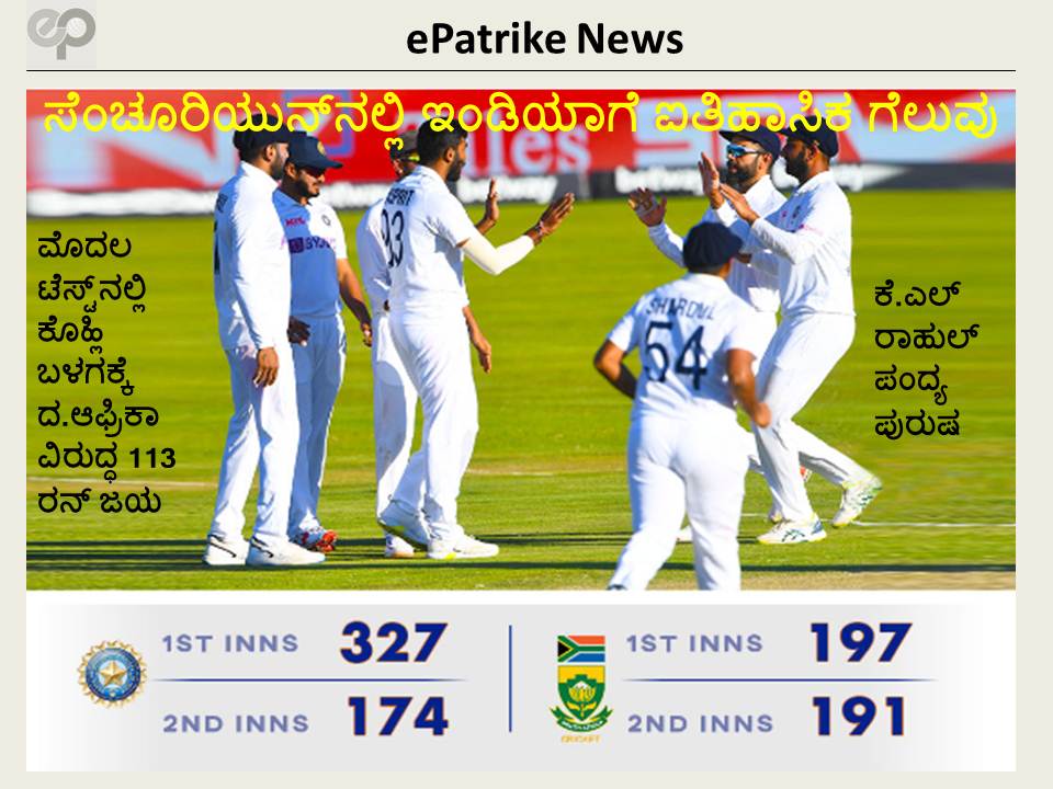 epathrike's tweet photo. ಟೆಸ್ಟ್ ಗೆದ್ದ ಇಂಡಿಯಾ
#SAvsIND #Centuriontest #Cricket #CricketTwitter #Kohli #KLRahul #Bumrah #BCCI #INDvSA #INDvSA #KannadaNews https://t.co/TeS0D1nMgX