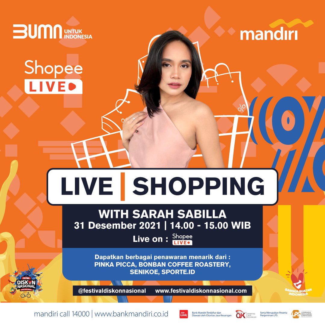 FestivalDiskon's tweet photo. Besok hari terakhir kita mengadakan Live Shopping lho! 

Kali ini bakal ada @pinkapicca_craft, @bonbanroast, dan @senikoee yang bakalan ngasih penawaran spesial!

Ikuti LIVE SHOPPING bersama Sarah Sabilla besok jam 14.00 WIB hanya di Shopee Live! https://t.co/dcVuIyM3px