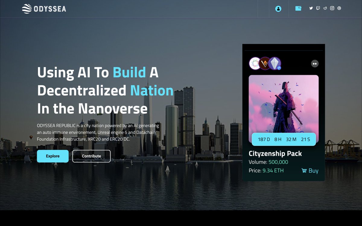 $DC #XRC20 powering #OdysseaRepublic
 
Using AI To Build A Decentralized Nation In the Nanoverse.

ODYSSEA REPUBLIC is a city-nation powered by AI generating an autoimmune environment, <a href="/UnrealEngine/">Unreal Engine</a>   #5, Datachain Foundation Infrastructure, #XRC20 &amp; #ERC20 $DC.

Prepare, Get $DC