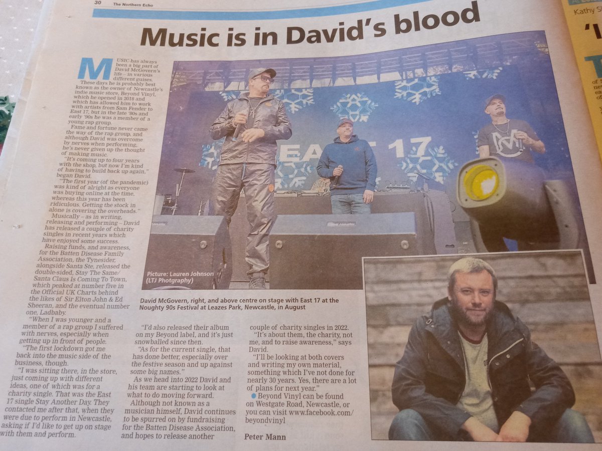petermannwriter's tweet photo. Also in today's #NorthernEcho (p30) we've got the owner of @beyond_vinyl, also a musician, in @davidmcgovmusic as he talks about his recent charity releases for the #BattenDisease #FamilyAssociation https://t.co/lu0umGrNcF