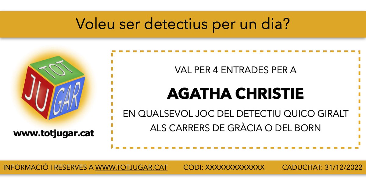 totjugar's tweet photo. Vols regalar un val personalitzat com aquest?
Demana'l aquí 👉https://t.co/Emj7tvqu8i
#detectius #jocalcarrer #jugaencatalà https://t.co/FhrogKe9vj