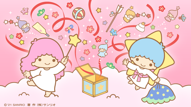 pink hair multiple girls 2girls smile blue hair long hair star (symbol)  illustration images