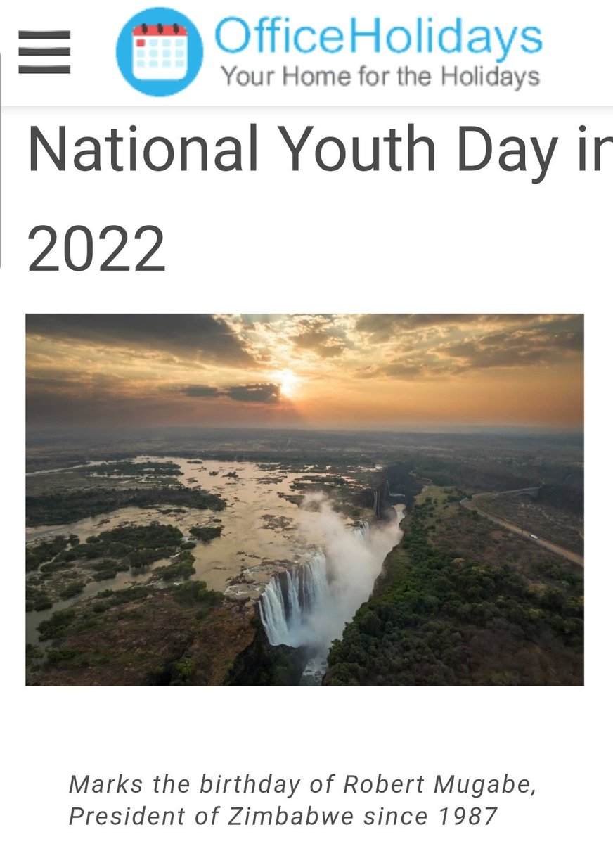 ProfJNMoyo's tweet photo. Apparently 21 February 2022 (National Youth Day in honour of President Robert Mugabe) is missing from the Public Holidays that are indicated on the @mdczimbabwe's official calendar released yesterday. An error of omission or commission? https://t.co/FTh9qvZpPy