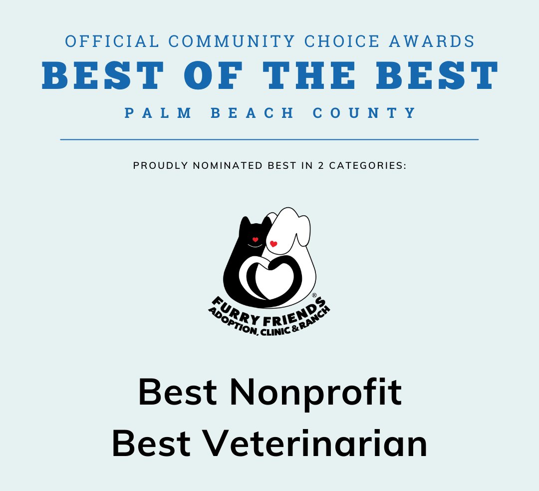 We need your votes to be named Best of the Best! Vote for Furry Friends in the following categories at the link below:
💥Best Nonprofit (Scroll down to services)
💥Best Veterinarian (Scroll down to pets)

We'd really appreciate it!
Vote Here: ibit.ly/BNyp