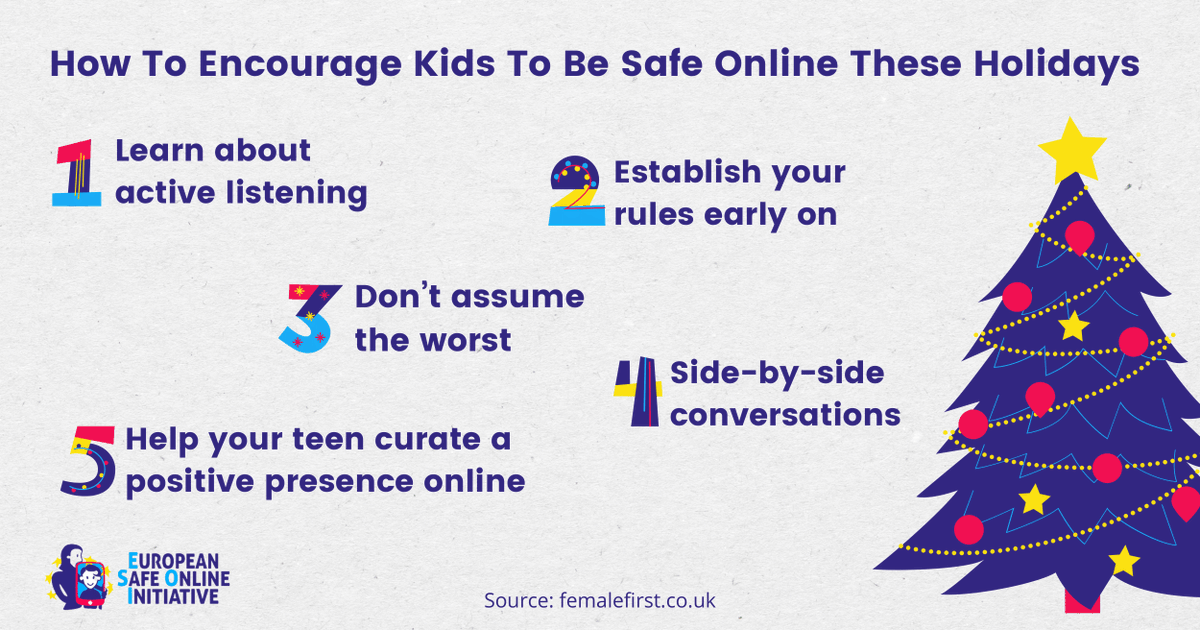 SafeonlineEU's tweet photo. 🧒 Kids on #Christmas break have a lot of free time and they spend most of it #online 

💡 Here are some #tips and tricks to ensure that your #children are educated and protected online:
https://t.co/dz7i6xDsCn

#ESOI #safeonline https://t.co/hFnMXgvy0R