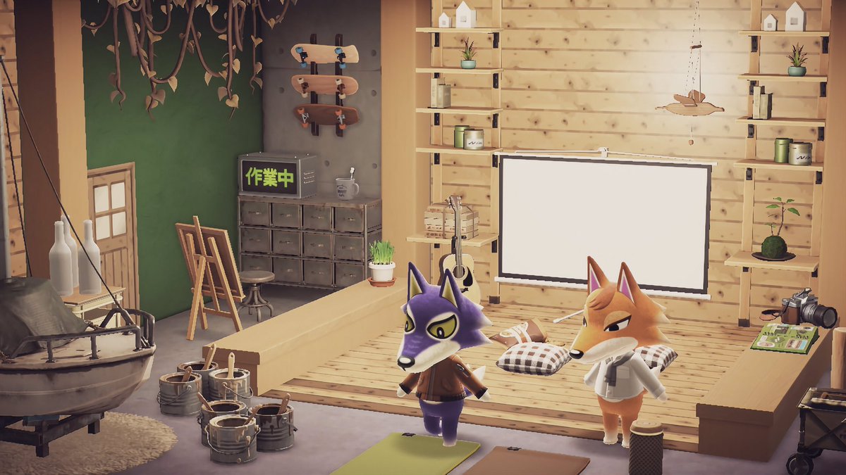 tabane_mori's tweet photo. ブンジロウ＆チーフのハウスシェア🎣🎨
#AnimalCrossing #ACNH
#ハッピーホームパラダイス https://t.co/CMN8zzRQ48