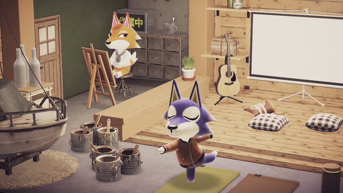 tabane_mori's tweet photo. ブンジロウ＆チーフのハウスシェア🎣🎨
#AnimalCrossing #ACNH
#ハッピーホームパラダイス https://t.co/CMN8zzRQ48