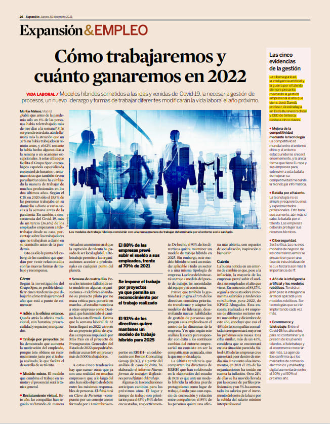 EADABusiness's tweet photo. 🔎 ¿Cuáles serán los principales desafíos que deberán abordar los líderes empresariales en 2022? Descúbrelo en este interesante artículo de @expansioncom donde el profesor de Estrategia de EADA y CEO de #Setesca @jordidamia plantea cinco claves de la #gestiónempresarial en #2022. https://t.co/7HjQ2wUwpL