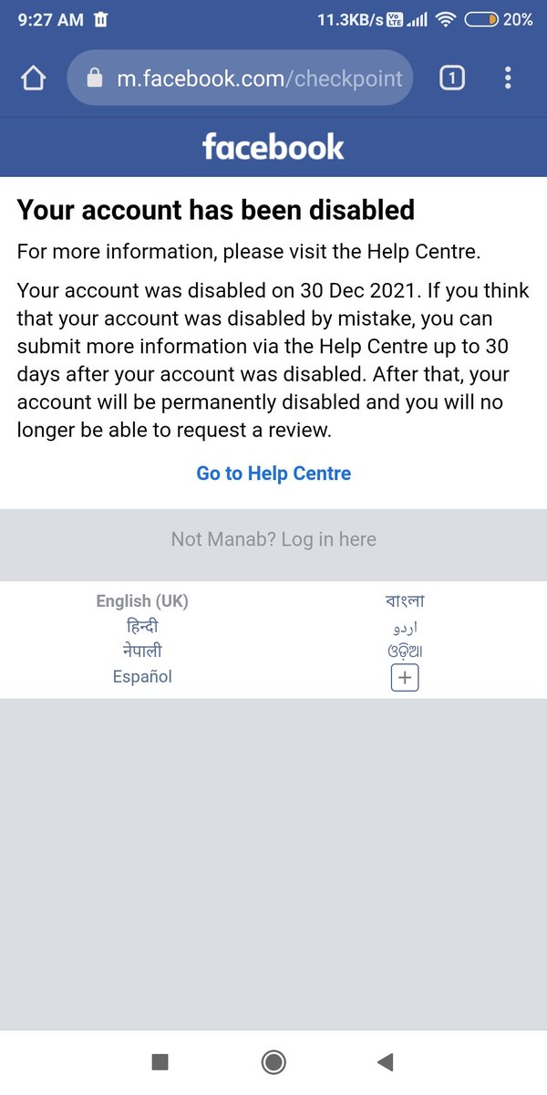 Manab_Lodh's tweet photo. @facebookapp My I'd has been disabled by mistake. Please do necessary to recover my account as soon as possible. 🙏🏻🙏🏻🙏🏻 https://t.co/q0yevXQ8jX