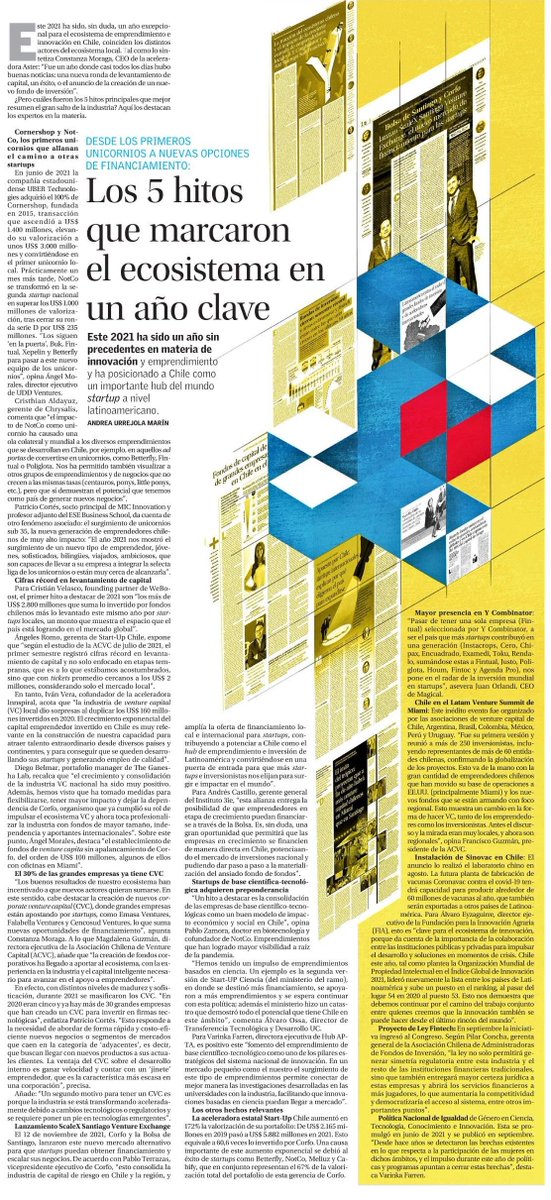[PRENSA] Destacamos publicación de @ElMercurio_cl  sobre los hitos que marcaron el 2021 en materia de innovación, en el que nuestra CEO <a href="/varinkaf/">Varinka Farren</a> recalcó la importancia de la creación de empresas de base científica-tecnológica.

Revisa la nota completa👉bit.ly/31br6xT