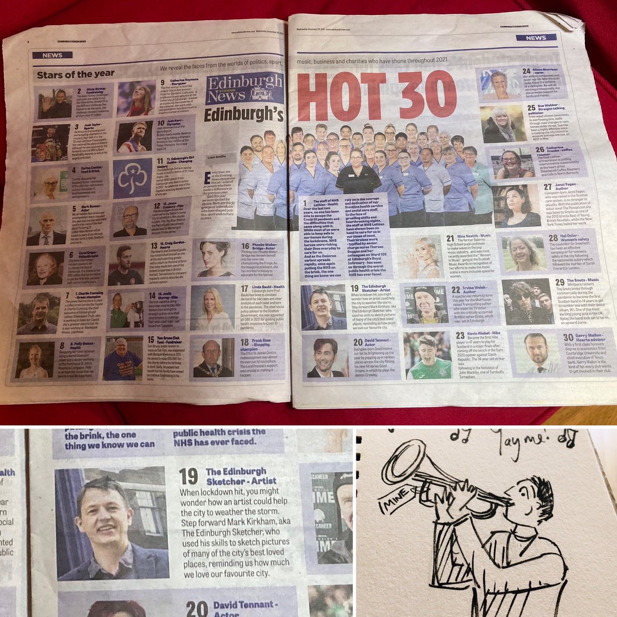 edinsketcher's tweet image. Well this was nice, yesterday I was recognised in the @edinburgheveningnews paper for the work I produced in 2021, and I was in great company.

Thanks very much for following my drawings on here during the year and here’s to another busy and successful year ahead. #keepsketching